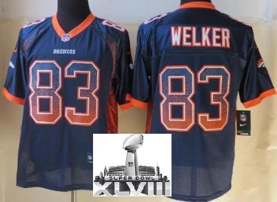 Nike Denver Broncos 83 Wes Welker Blue Drift Fashion Elite 2014 Super Bowl XLVIII NFL Jerseys Cheap