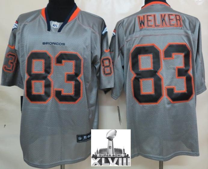 Nike Denver Broncos 83 Wes Welker Grey Light Out Elite 2014 Super Bowl XLVIII NFL Jerseys Cheap