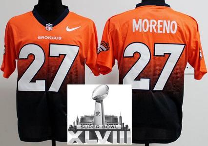 Nike Denver Broncos 27 Knowshon Moreno Orange Blue Drift Fashion II Elite 2014 Super Bowl XLVIII NFL Jerseys Cheap