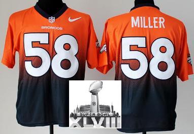 Nike Denver Broncos 58 Von Miller Blue Orange Drift Fashion II Elite 2014 Super Bowl XLVIII NFL Jerseys Cheap