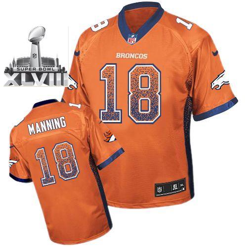 Nike Denver Broncos 18 Peyton Manning Orange Drift Fashion Elite 2014 Super Bowl XLVIII NFL Jerseys Cheap