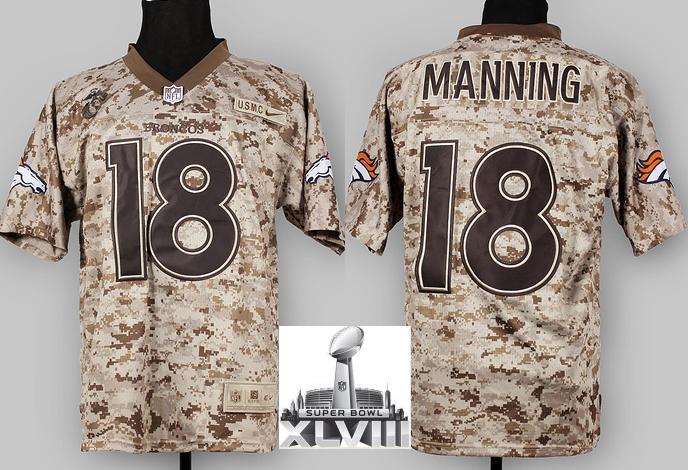Nike Denver Broncos 18 Peyton Manning Camo US Mccuu 2014 Super Bowl XLVIII NFL Jerseys Cheap