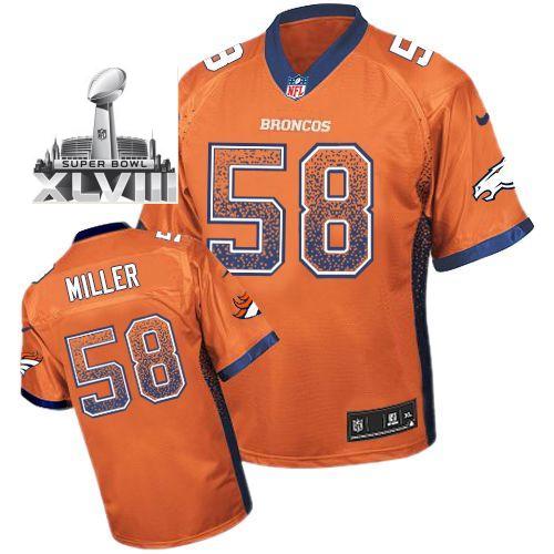 Nike Denver Broncos 58 Von Miller Orange Drift Fashion Elite 2014 Super Bowl XLVIII NFL Jerseys Cheap