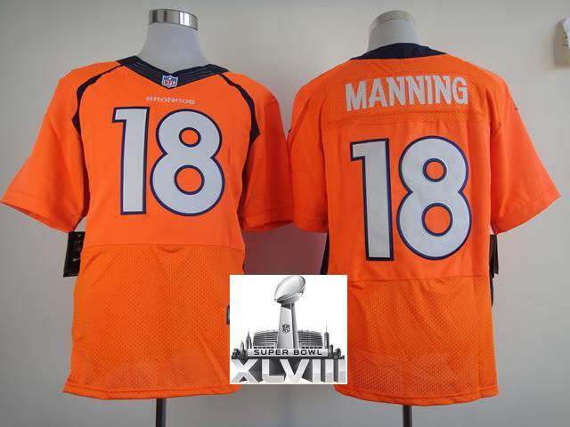 Nike Denver Broncos 18 Peyton Manning Orange Elite 2014 Super Bowl XLVIII NFL Jerseys New Style Cheap