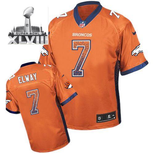 Nike Denver Broncos 7 John Elway Orange Drift Fashion Elite 2014 Super Bowl XLVIII NFL Jerseys Cheap