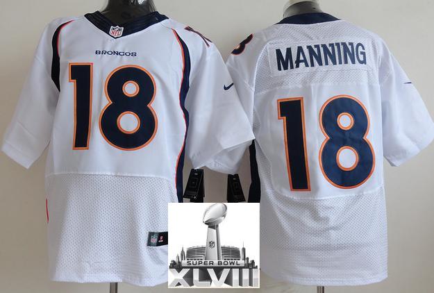 Nike Denver Broncos 18 Peyton Manning White Elite 2014 Super Bowl XLVIII NFL Jerseys New Style Cheap