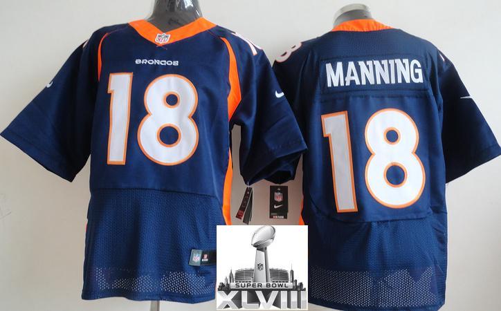 Nike Denver Broncos 18 Peyton Manning Blue Elite 2014 Super Bowl XLVIII NFL Jerseys New Style Cheap
