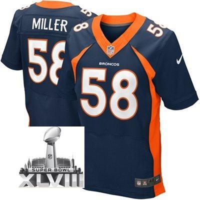 Nike Denver Broncos 58 Von Miller Blue Elite 2014 Super Bowl XLVIII NFL Jerseys New Style Cheap