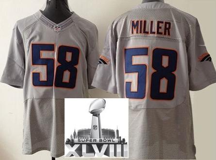 Nike Denver Broncos 58 Von Miller Grey Fashion Elite 2014 Super Bowl XLVIII NFL Jerseys Cheap