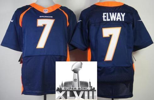 Nike Denver Broncos 7 John Elway Blue Elite 2014 Super Bowl XLVIII NFL Jerseys New Style Cheap