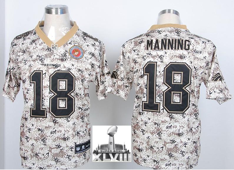 Nike Denver Broncos 18 Peyton Manning Camo US Mccuu 2014 Super Bowl XLVIII NFL Jerseys Cheap