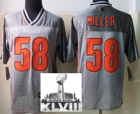 Nike Denver Broncos 58 Von Miller Elite Grey Vapor 2014 Super Bowl XLVIII NFL Jerseys Cheap