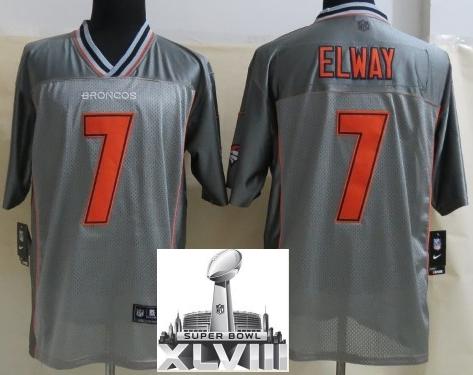 Nike Denver Broncos 7 John Elway Elite Grey Vapor 2014 Super Bowl XLVIII NFL Jerseys Cheap