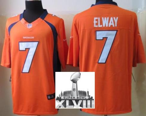 Nike Denver Broncos 7 John Elway Orange Limited 2014 Super Bowl XLVIII NFL Jerseys Cheap