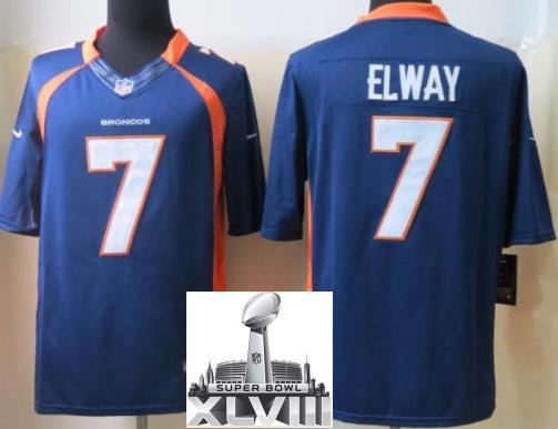 Nike Denver Broncos 7 John Elway Blue Limited 2014 Super Bowl XLVIII NFL Jerseys Cheap