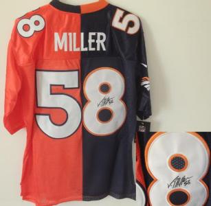 Nike Denver Broncos 58 Von Miller Orange Blue Split Elite Signed NFL Jerseys Cheap