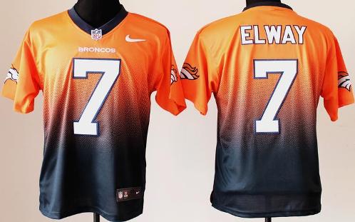 Nike Denver Broncos 7 John Elway Orange Blue Elite Drift Fashion II NFL Jerseys Cheap