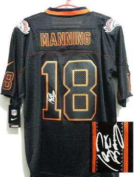 Nike Denver Broncos 18 Peyton Manning Elite Light Out Black Signed NFL Jerseys Cheap