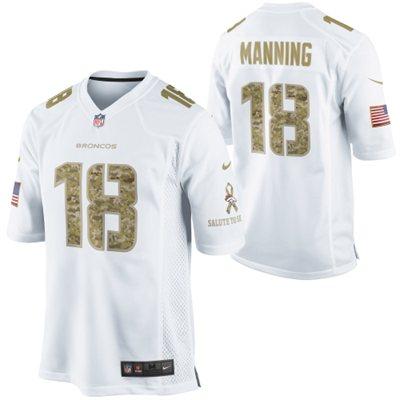 Nike Denver Broncos 18 Peyton Manning White Salute to Service Game NFL Jersey Cheap