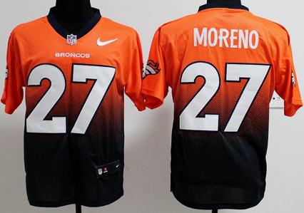 Nike Denver Broncos 27 Knowshon Moreno Orange Blue Drift Fashion II Elite NFL Jerseys Cheap