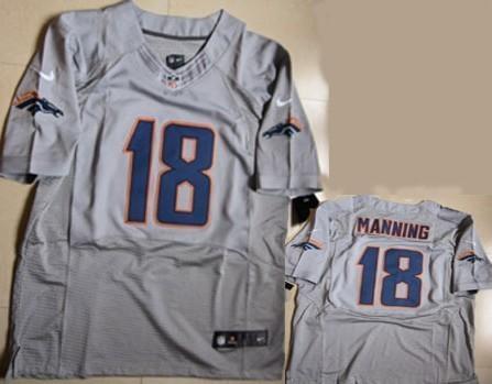 Nike Denver Broncos 18 Peyton Manning Grey Fashion Elite NFL Jerseys Cheap