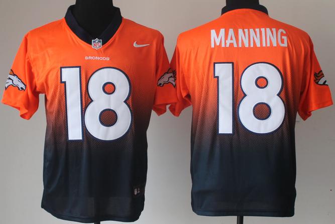 Nike Denver Broncos 18 Peyton Manning Orange Blue Drift Fashion II Elite NFL Jerseys Cheap