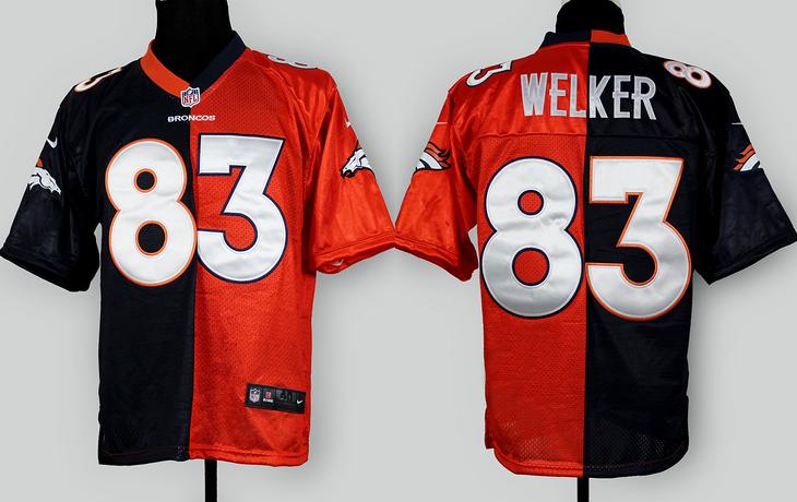 Nike Denver Broncos 83 Wes Welker Orange Blue Split NFL Jerseys Cheap