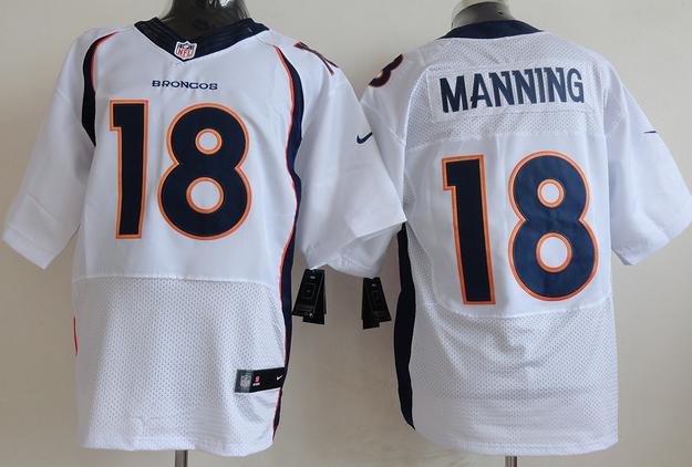 Nike Denver Broncos 18 Peyton Manning White Elite NFL Jerseys 2013 New Style Cheap