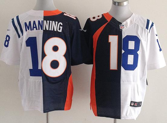Nike Indianapolis Colts Denver Broncos 18 Peyton Manning Blue White Split Elite NFL Jerseys Cheap