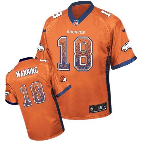 Nike Denver Broncos 18 Peyton Manning Orange Drift Fashion Elite NFL Jerseys Cheap