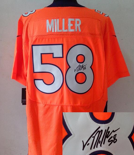 Nike Denver Broncos 58 Von Miller Orange Elite Signed Jerseys Cheap