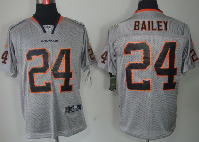 Nike Denver Broncos 24# Champ Bailey Grey Lights Out Elite NFL Jerseys Cheap