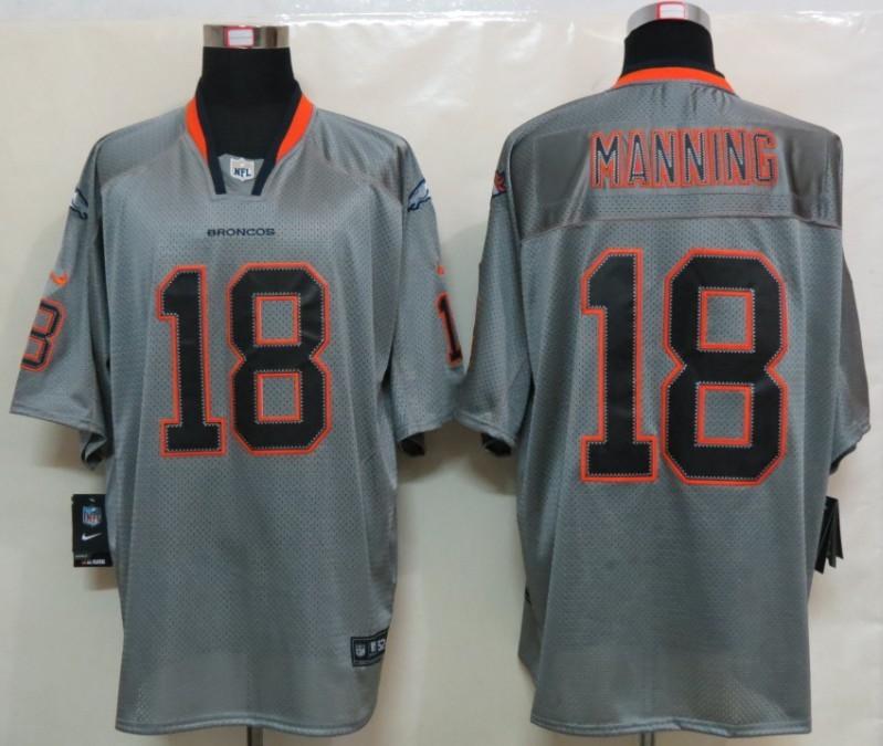 Nike Denver Broncos 18# Peyton Manning Lights Out Grey Elite Jerseys Cheap