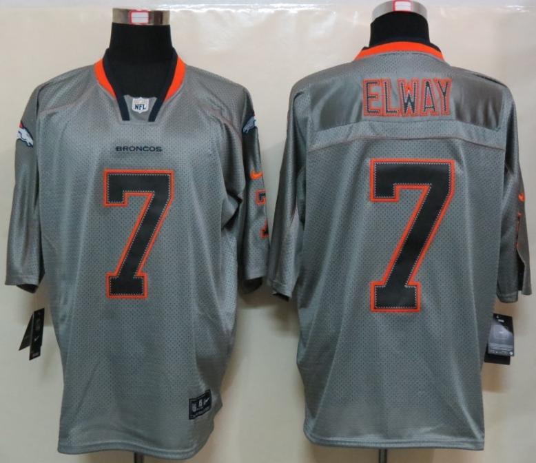 Nike Denver Broncos 7 John Elway Lights Out Grey Elite Jerseys Cheap