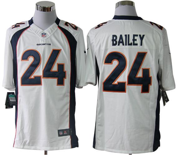 Nike Denver Broncos 24# Champ Bailey White Game LIMITED NFL Jerseys Cheap