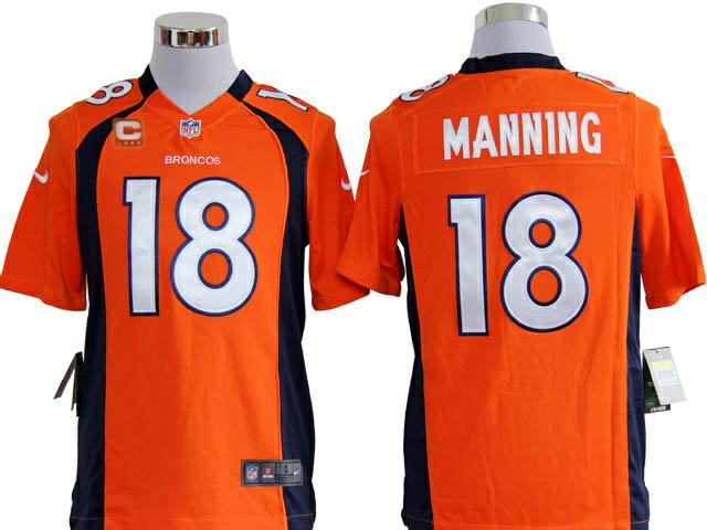 Nike Denver Broncos 18 Peyton Manning Orange Game NFL Jerseys C Patch Cheap