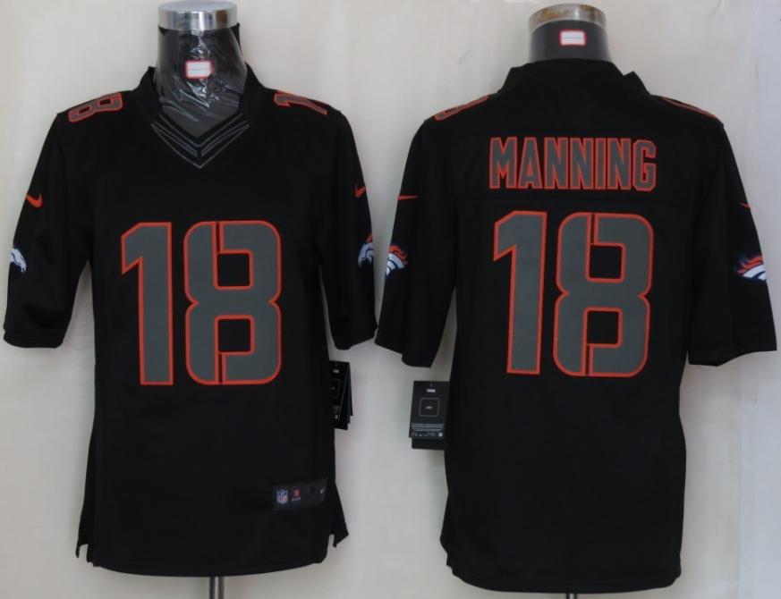 Nike Denver Broncos 18# Peyton Manning Black Impact Game LIMITED NFL Jerseys Cheap
