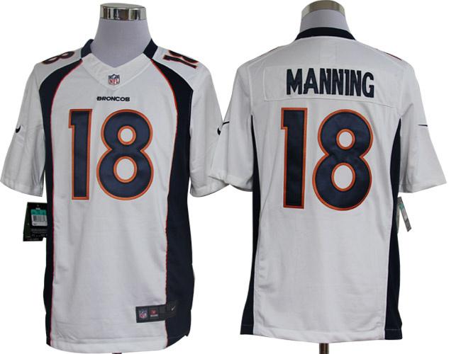 Nike Denver Broncos 18# Peyton Manning White Game LIMITED NFL Jerseys Cheap