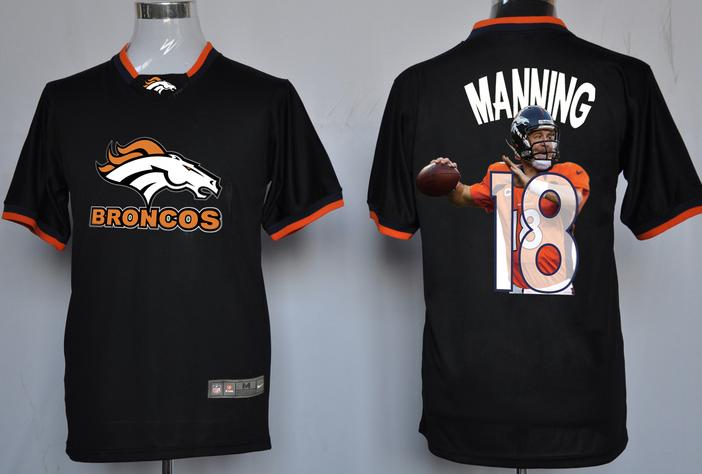 Nike Denver Broncos 18 Peyton Manning Black All-Star Fashion NFL Jerseys Cheap