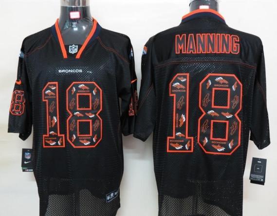 Nike Denver Broncos 18 Peyton Manning Lights Out Black Elite NFL Jerseys Cheap