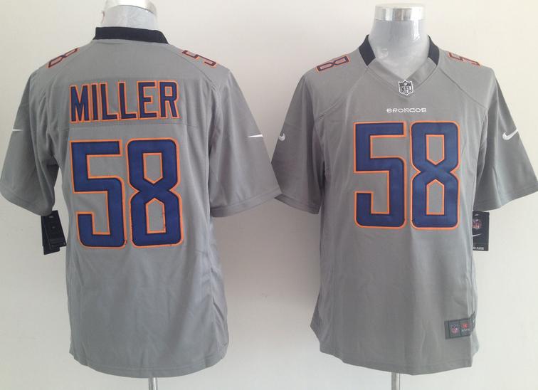 Nike Denver Broncos 58# Von Miller Grey Shadow Game NFL Jerseys Cheap