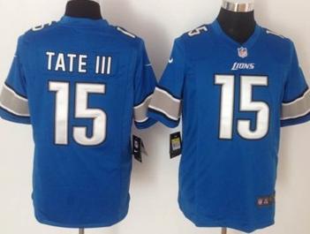 Nike Detroit Lions 15 Golden Tate III Blue Game NFL Jerseys Cheap