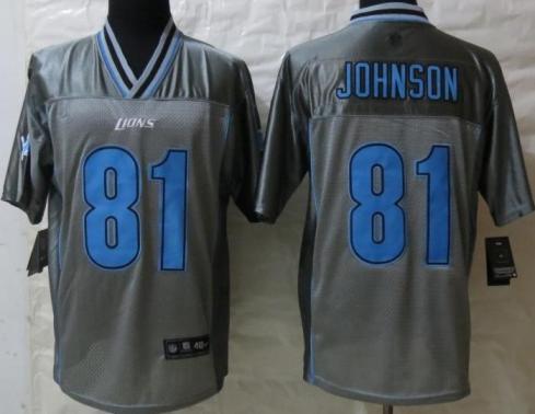 Nike Detroit Lions 81 Calvin Johnson Elite Grey Vapor NFL Jersey Cheap