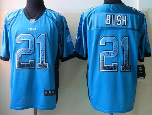 Nike Detroit Lions 21 Reggie Bush Elite Drift Fashion Blue NFL Jerseys Cheap