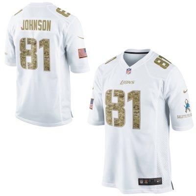 Nike Detroit Lions 81 Calvin Johnson White Salute to Service Game NFL Jersey Cheap