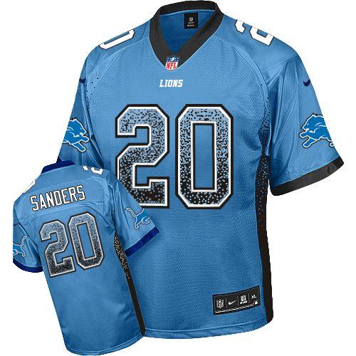 Nike Detroit Lions 20 Sanders Blue Drift Fashion Elite NFL Jerseys Cheap