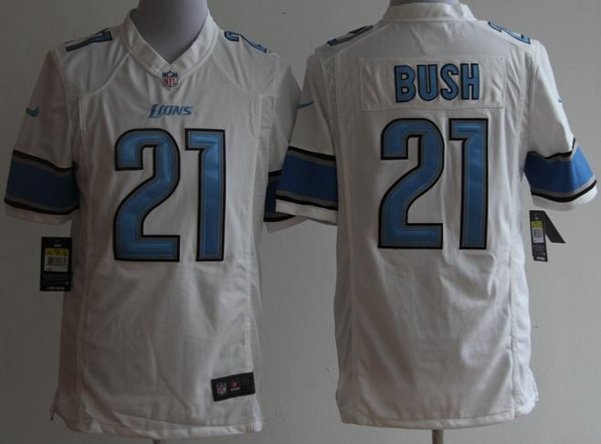 Nike Detroit Lions 21 Reggie Bush White Game NFL Jerseys Cheap