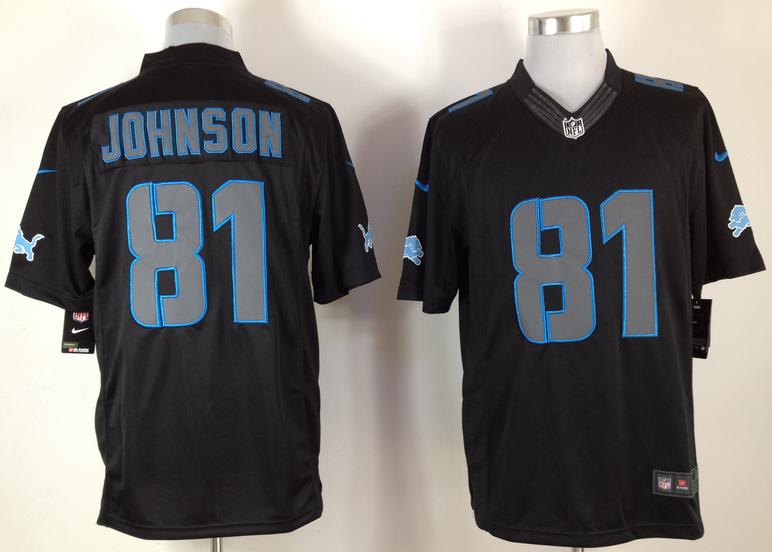 Nike Detroit Lions 81# Calvin Johnson Black Impact Game LIMITED NFL Jerseys Cheap