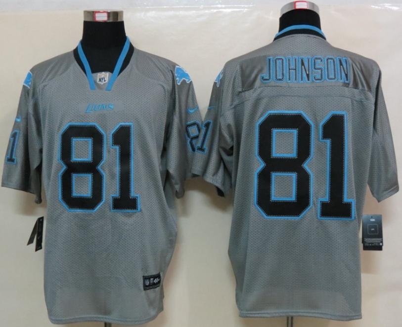 Nike Detroit Lions 81# Calvin Johnson Grey Lights Out Elite NFL Jerseys Cheap