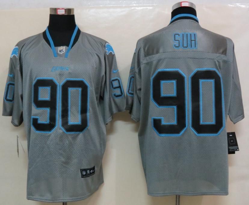 Nike Detroit Lions 90# Ndamukong Suh Grey Lights Out Elite NFL Jerseys Cheap